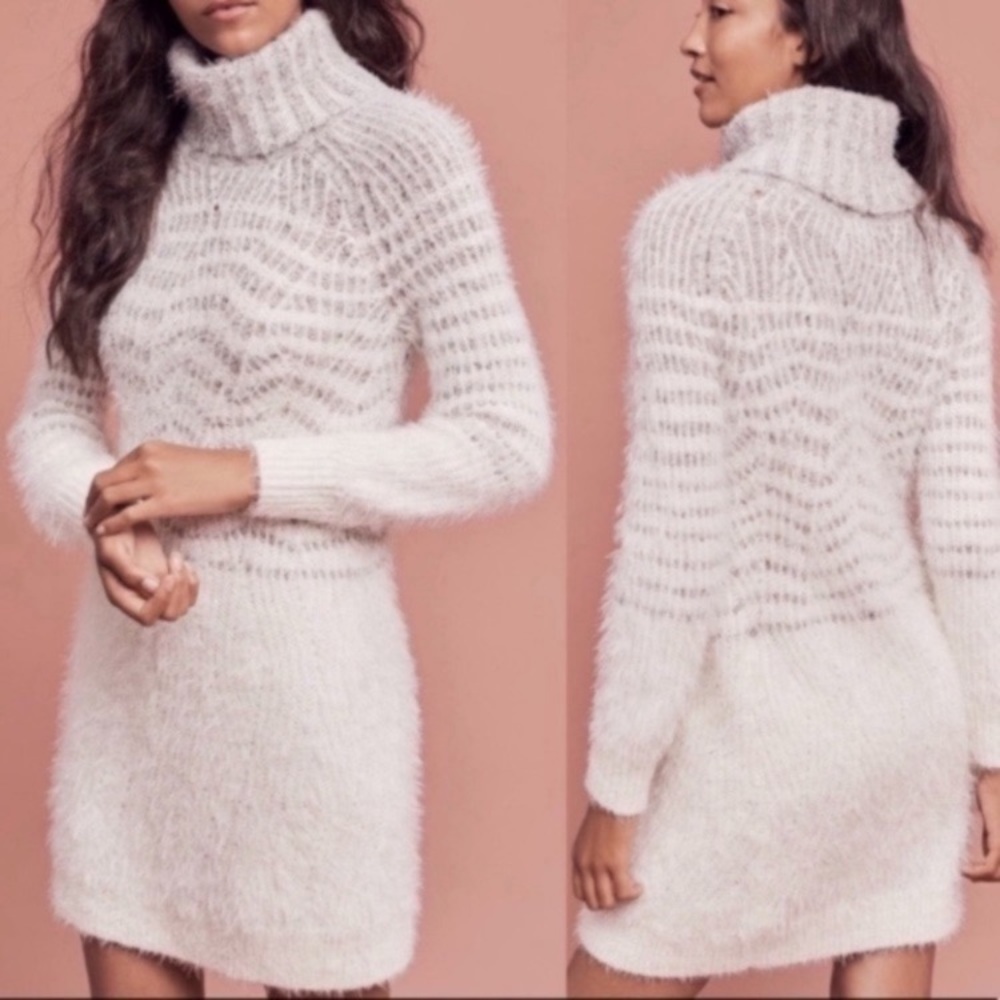 ❄️Keep Cozy!❄️ New Anthropologie Boho Wool Alpaca Eyelash Cozy Sweater Dress